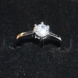 Rhodium plated Moissanite Solitaire ring Sz 7 3ct